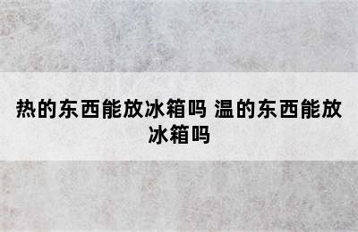 热的东西能放冰箱吗 温的东西能放冰箱吗